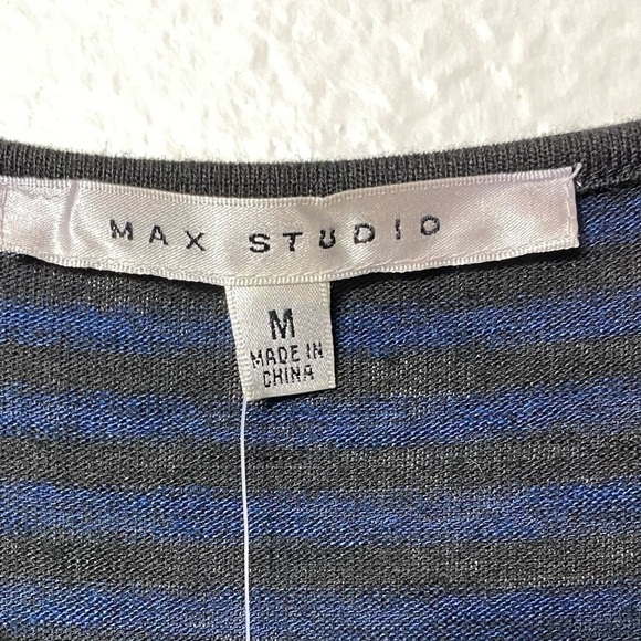 Max Studio Blue & Black Long Sleeve Women Polyester Mini Dress Size Medium NEW - Picture 4 of 4